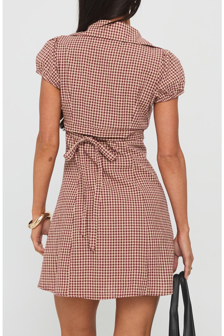 Kavira Gingham Cotton Mini Shirtdress, Alternate, color, RED GINGHAM