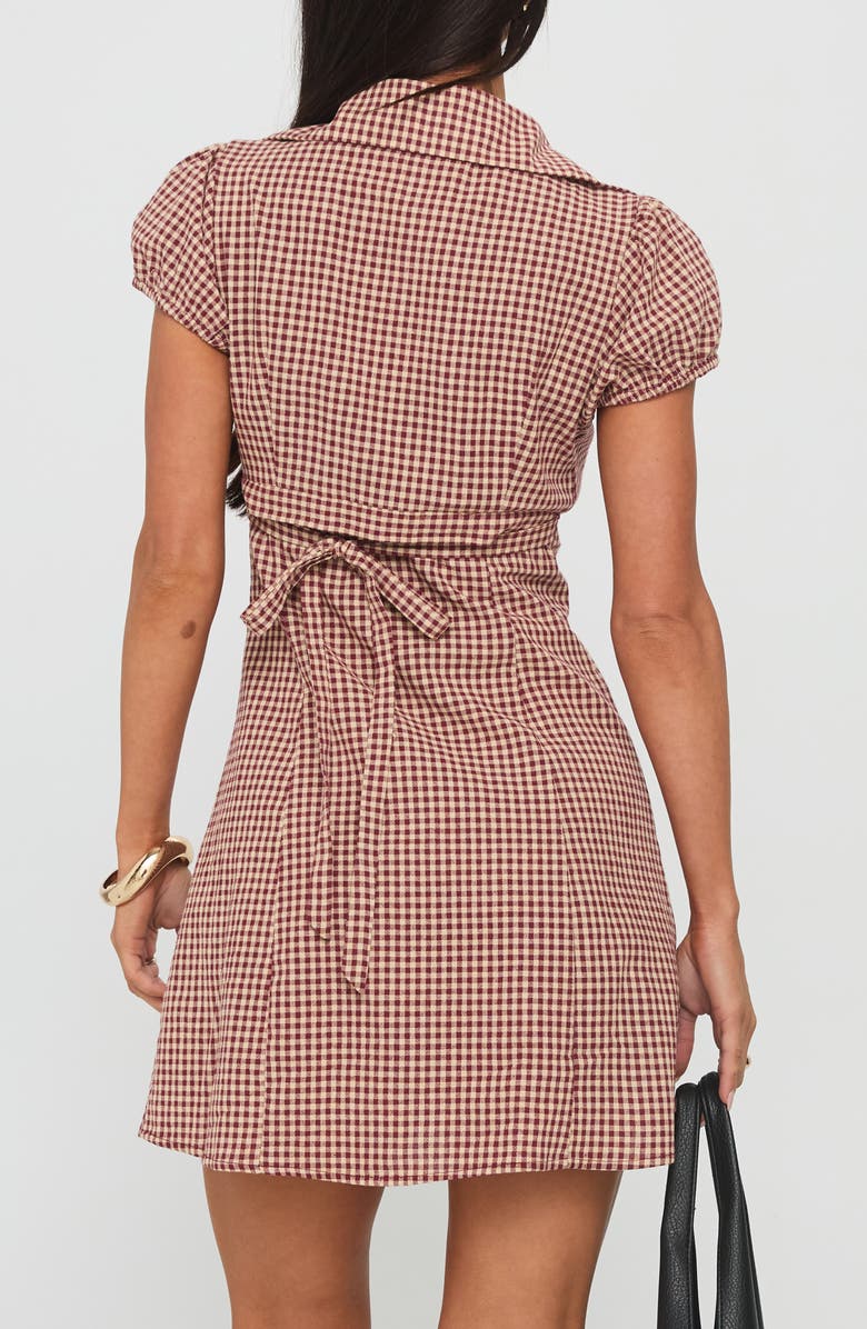 Princess Polly Kavira Gingham Cotton Mini Shirtdress, Alternate, color, Red Gingham