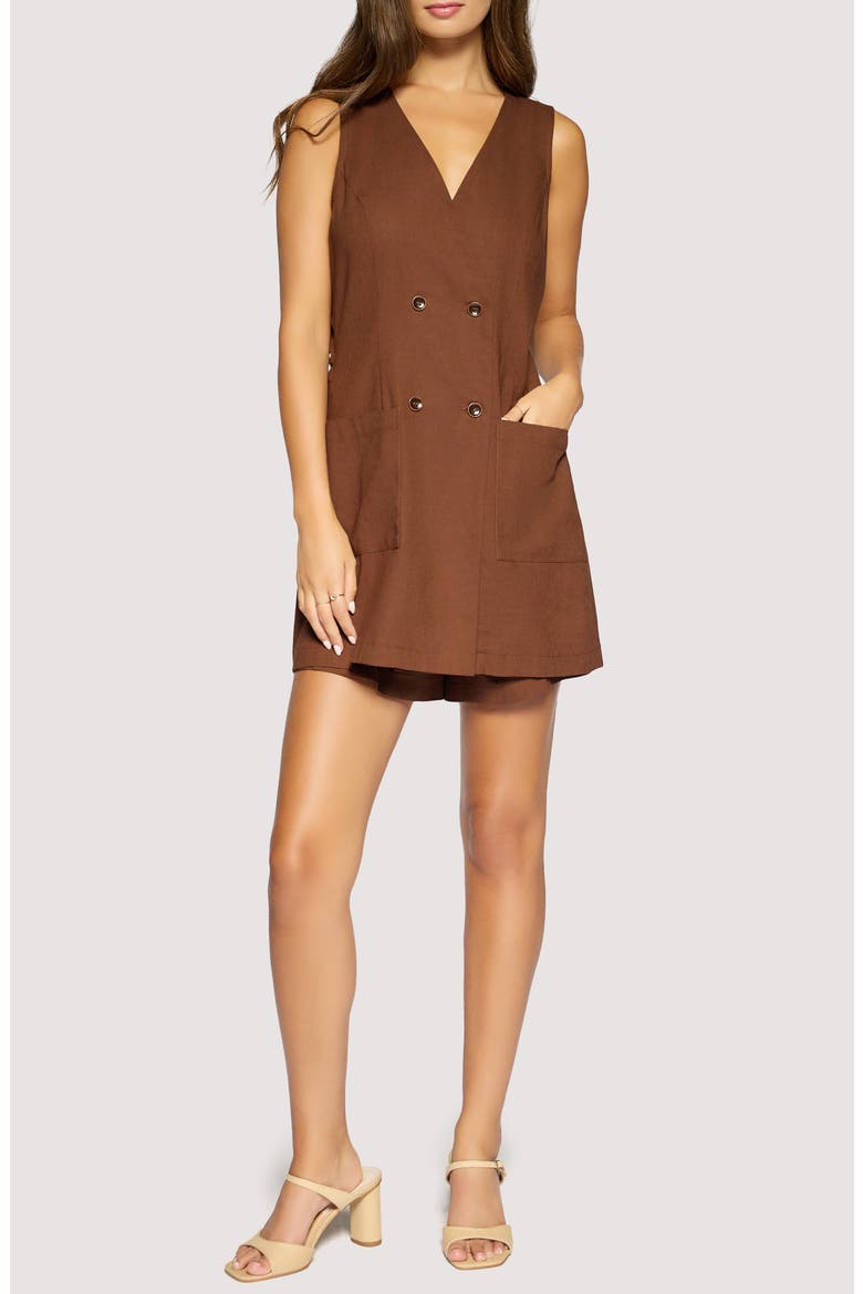 Inez Sleeveless Skort Romper, Main, color, BROWN