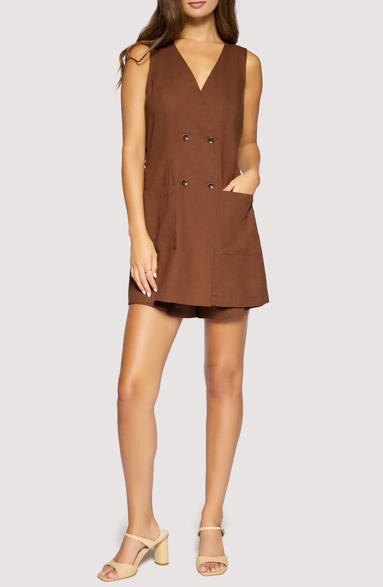 Lost + Wander Inez Sleeveless Skort Romper, Main, color, Brown