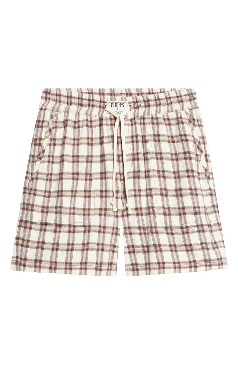 PHIPPS Kennedy Plaid Cotton Flannel Shorts, Main, color, Sand Plaid