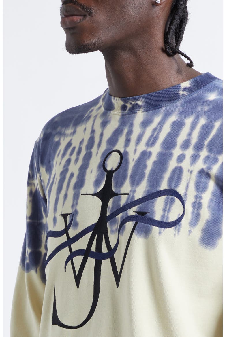 Tie Die Ribbon Anchor Logo T-Shirt, Alternate, color, ECRU/ NAVY