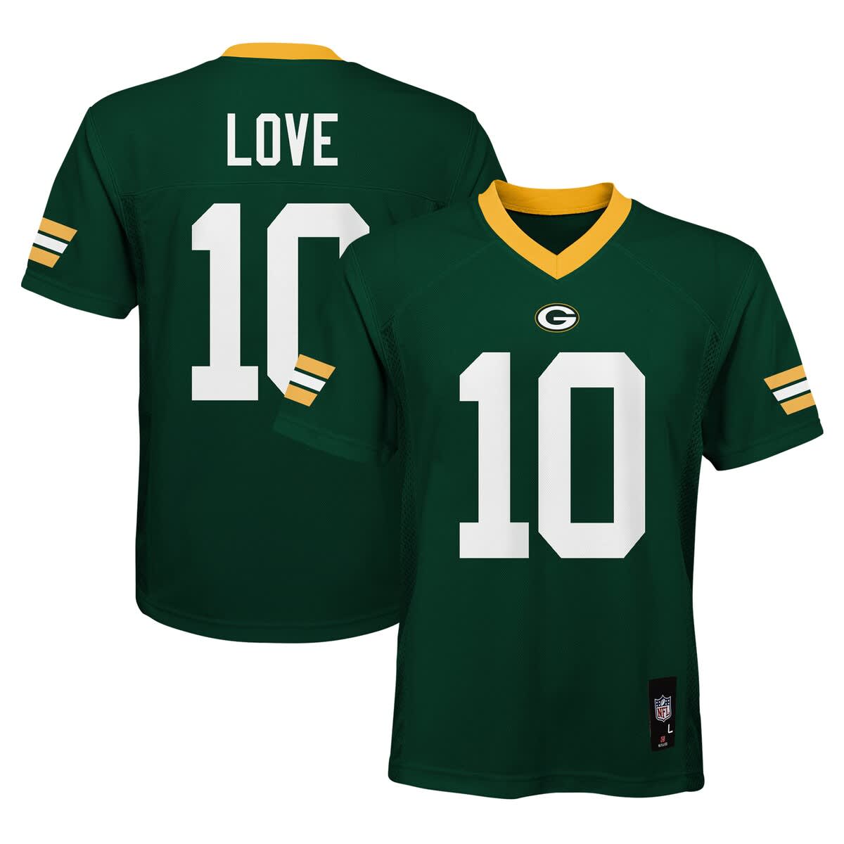 Outerstuff Kids'  Youth Jordan Love Green Green Bay Packers Replica Player Jersey