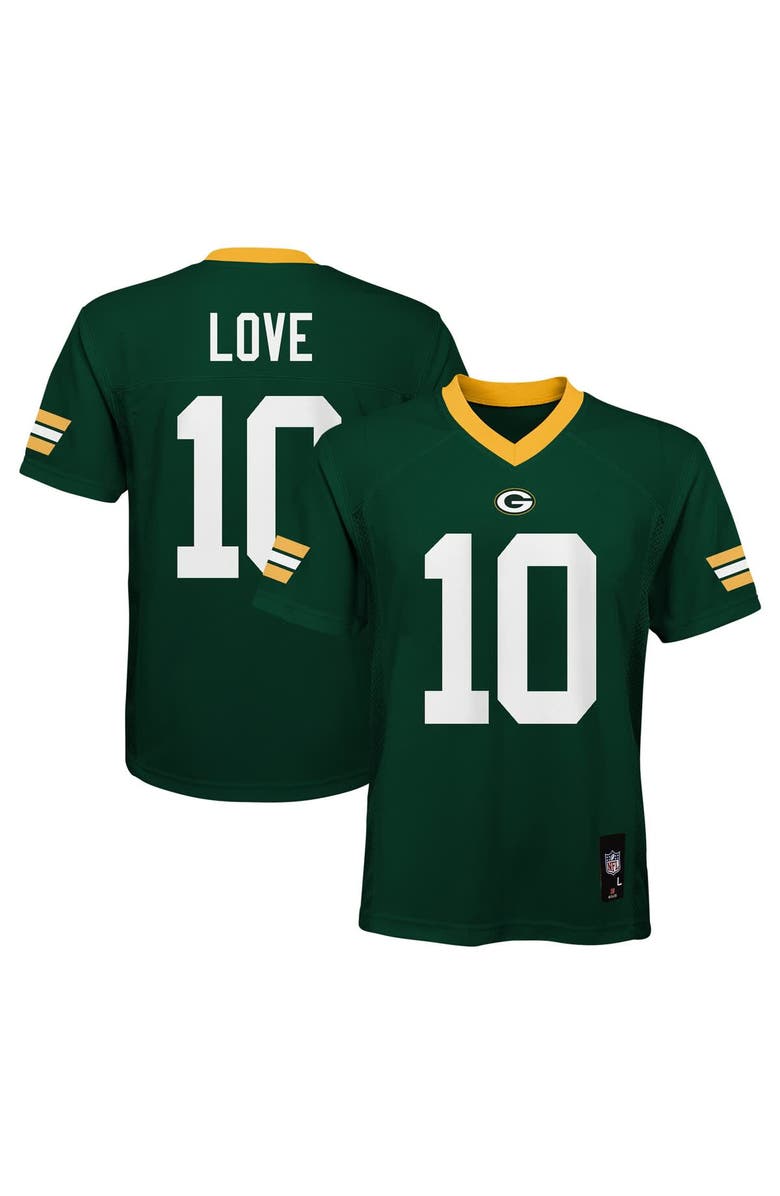 Outerstuff Youth Jordan Love Green Green Bay Packers Replica Player Jersey, Main, color, Green