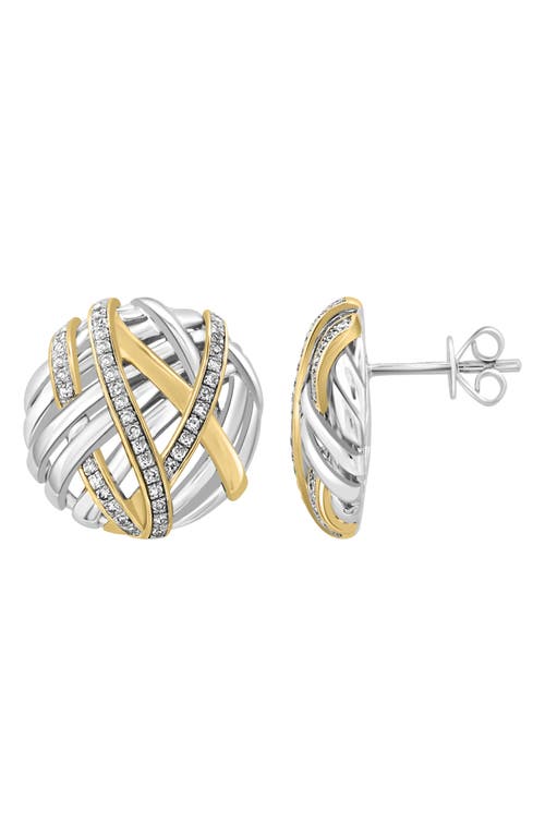 Effy Sterling Silver Diamond Earrings In White