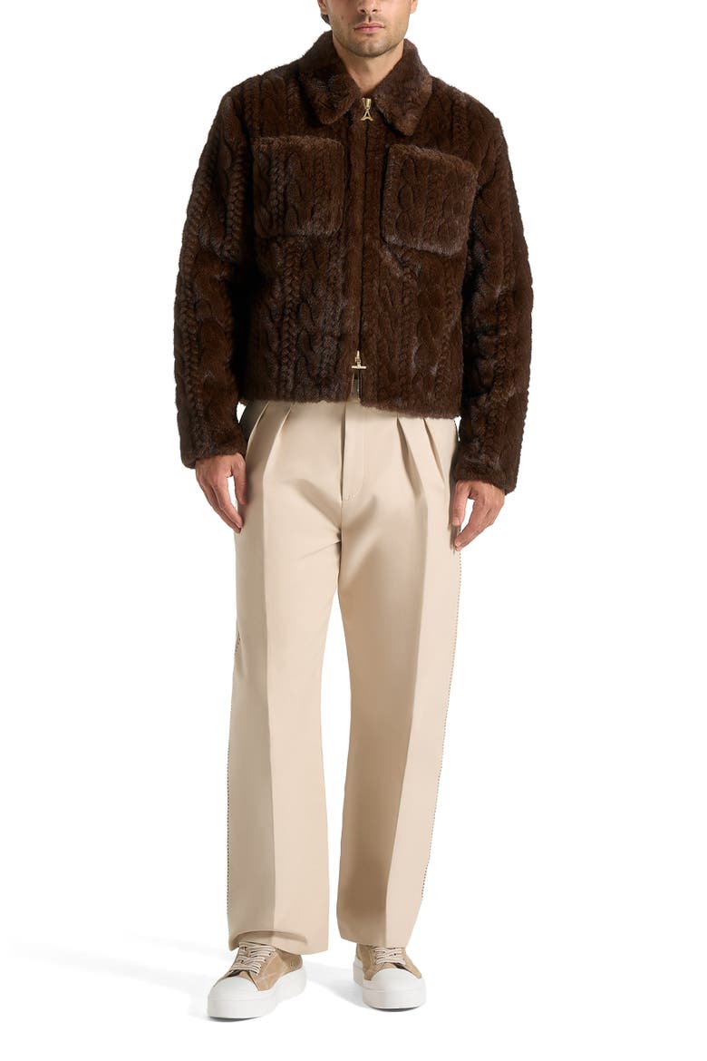 David Plush Cable Embossed Jacket, Alternate, color, Brown
