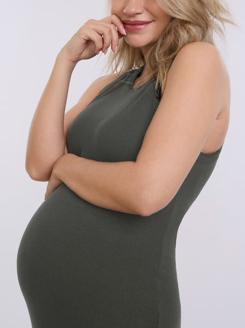 Motherhood Maternity Crew Neck Sleeveless Racerback Maternity Midi Dress In Green