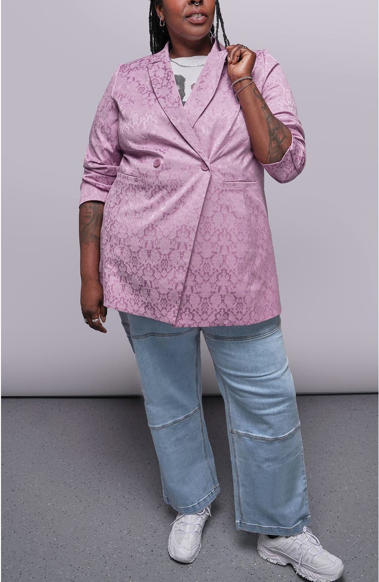 WILDFANG The Empower Jacquard Double Breasted Blazer, Alternate, color, Mauve