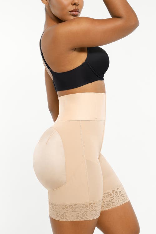 Shapellx Boned Sculpt High Waist Shorts In Sand