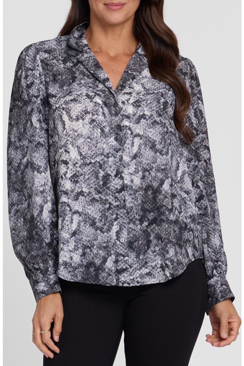 Lyla Notched Collar Blouse, Main, color, SNAKE GRAY