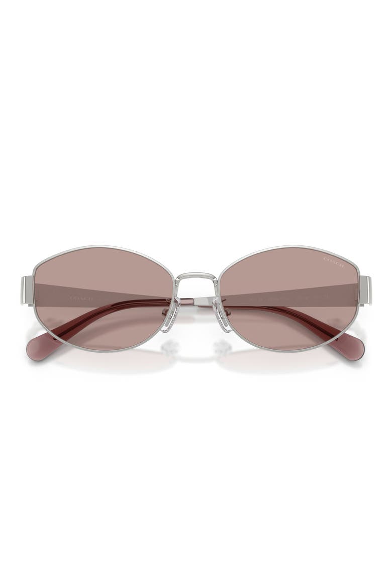 57mm Irregular Sunglasses, Alternate, color, SHINY SILVER / PURPLE SOLID