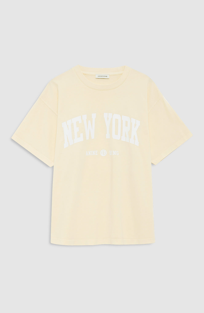 ANINE BING Cade New York University Tee, Alternate, color, Butter Yellow