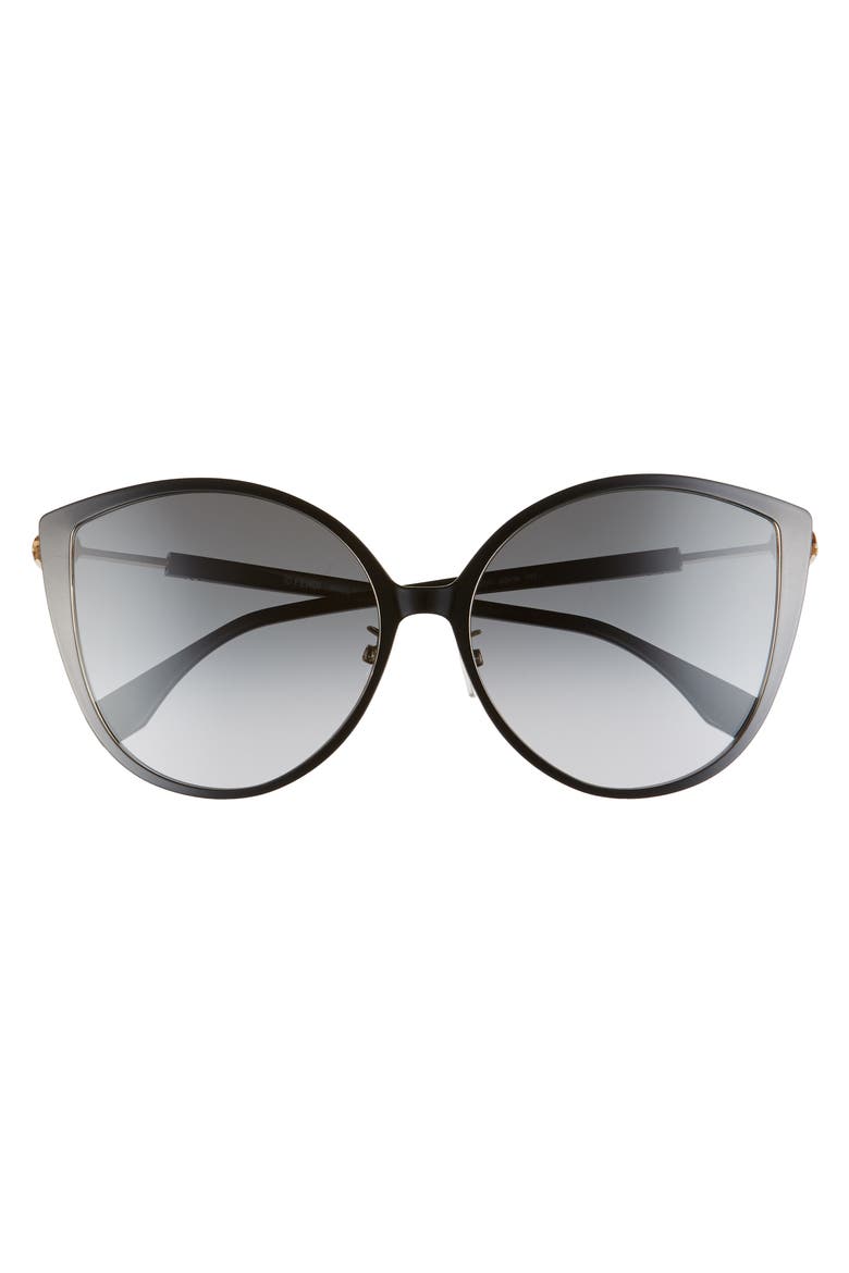 60mm Special Fit Cat Eye Sunglasses, Alternate, color, BLACK GOLD/ DKGRAY GRADIENT