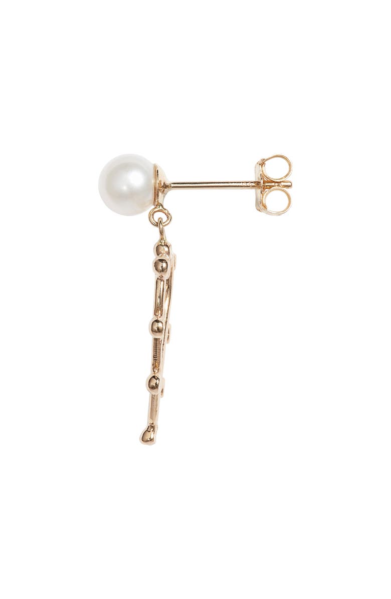Poppy Finch Pearl Heart Drop Earrings, Alternate, color, Pearl/ 14K Yellow Gold