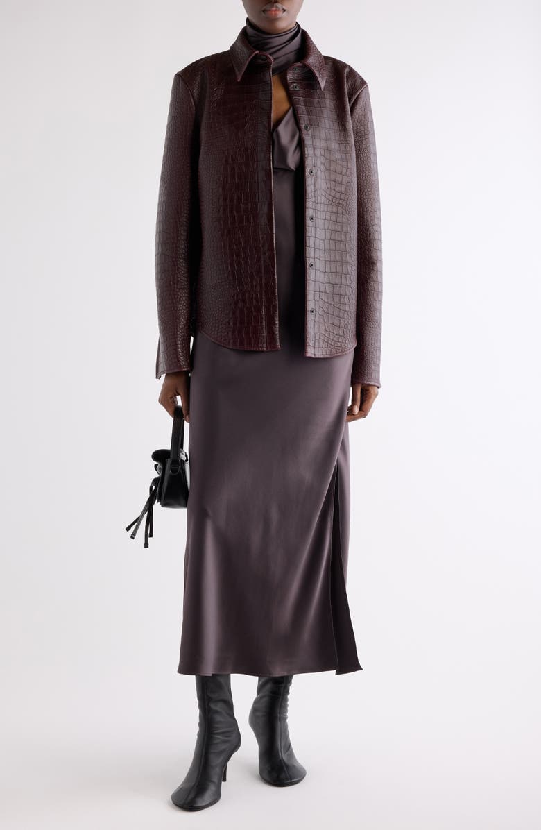 Acne Studios Dotti Cowl Neck Silk Satin Scarf Slipdress, Alternate, color, Graphite Grey