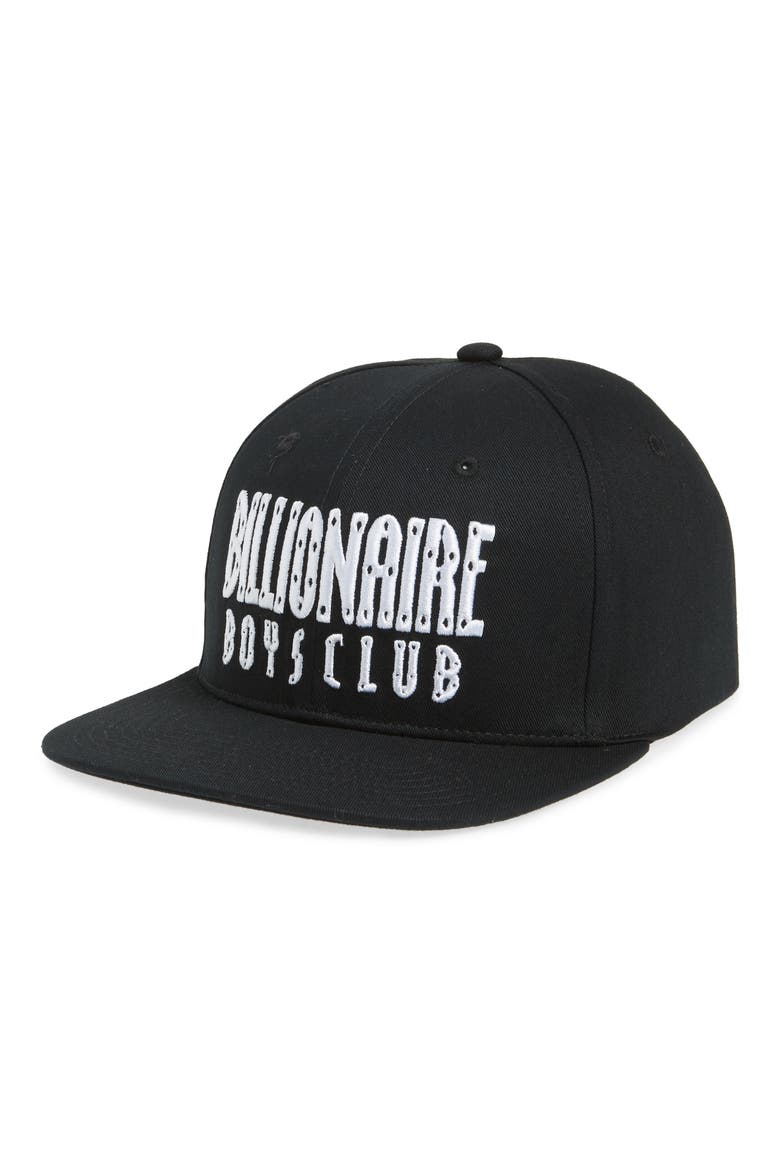 Straight Font Snapback Baseball Cap, Main, color, BLACK