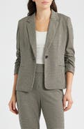 AK ANNE KLEIN Scrunch Sleeve Houndstooth Blazer