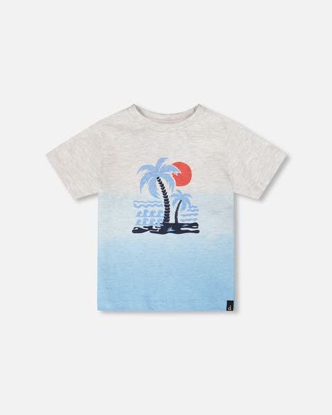 Organic Cotton Short Sleeve Beach Graphic Gradient T-Shirt (Toddler, Little Kid & Big Kid)