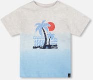 Deux par Deux Organic Cotton Short Sleeve Beach Graphic Gradient T-Shirt