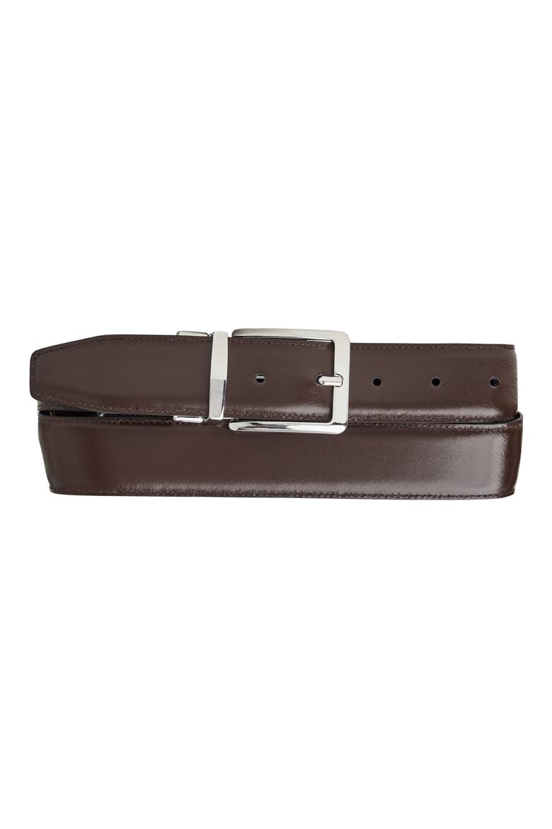 Luca Leather Belt, Main, color, BLACK/ DARK BROWN