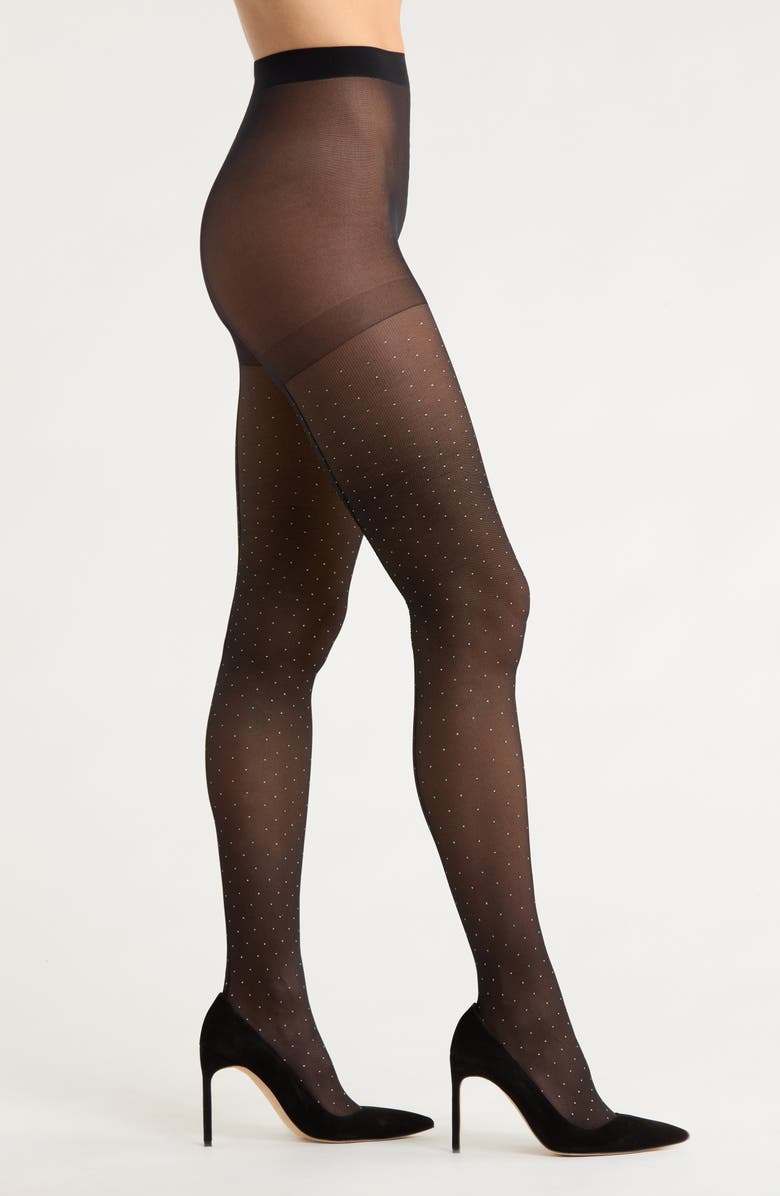 Nordstrom Sheer Sparkle Back Seam Tights, Main, color, Black
