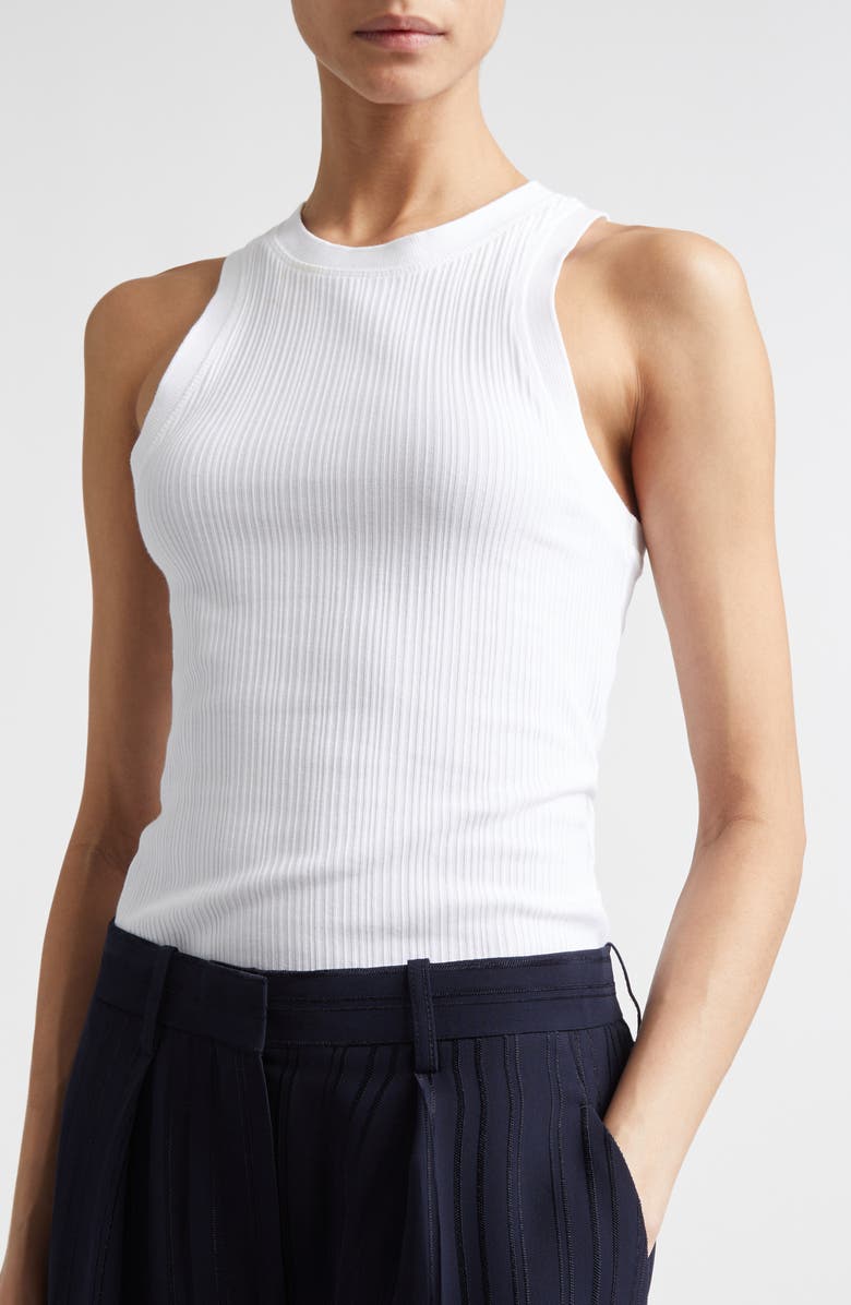 Victoria Beckham Rib Organic Cotton Tank, Alternate, color, White