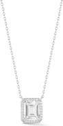 GLAZE JEWELRY Emerald Cut Cubic Zirconia Halo Pendant Necklace
