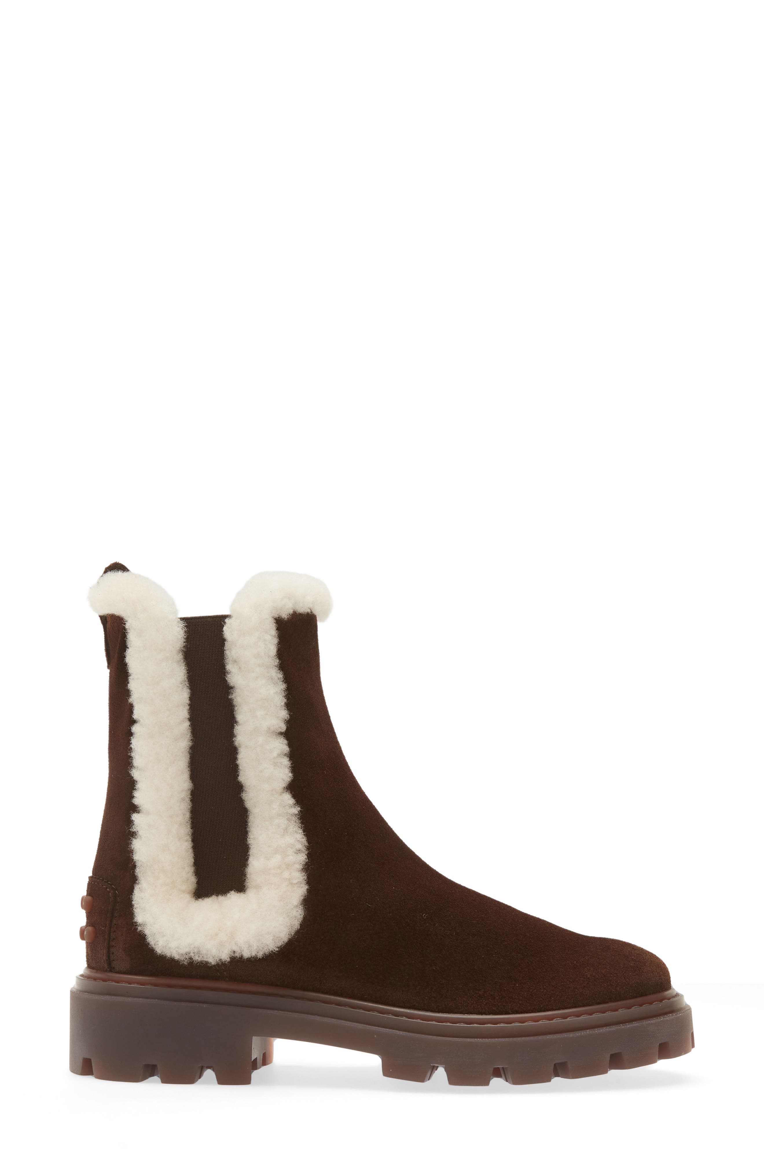 Tod's Gomma Genuine Shearling Lined Chelsea Boot, Alternate, color, 