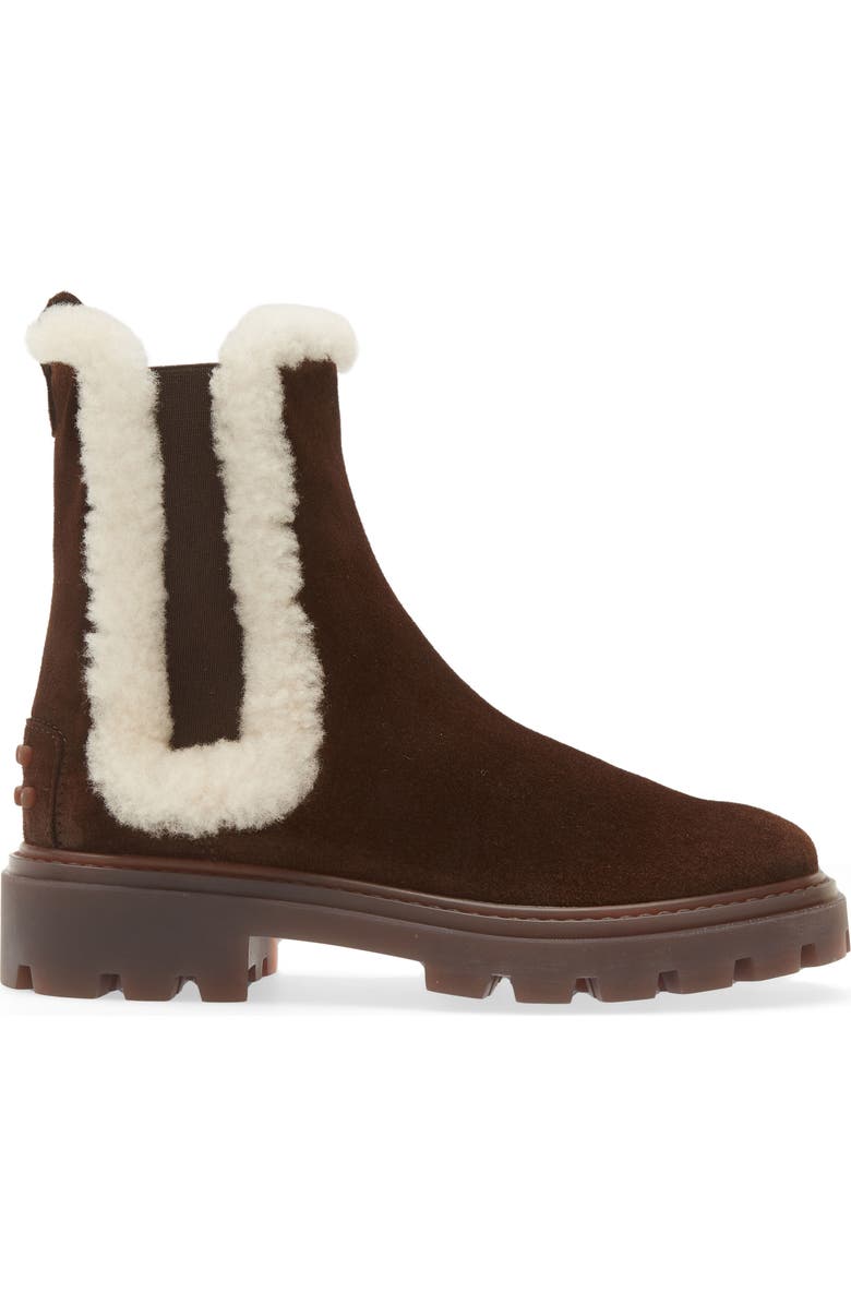 Tod's Gomma Genuine Shearling Lined Chelsea Boot, Alternate, color,