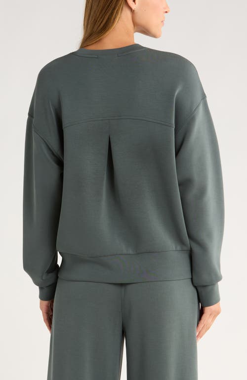 Zella Ultrasoft Boxy Knit Crew Sweatshirt In Green