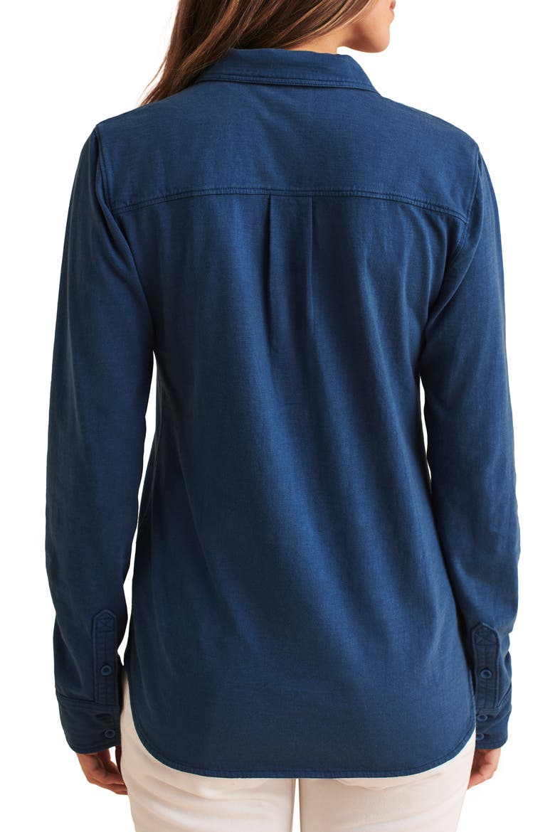 Brand Seasons Organic Cotton Knit Button-Up Shirt, Alternate, color, MAJOLICA BLUE