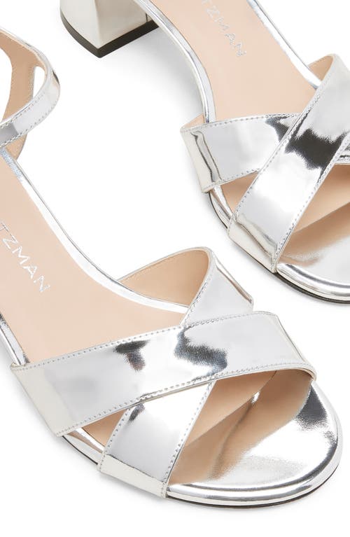 Stuart Weitzman Dayna Metallic Crisscross Ankle-strap Sandals In Silver