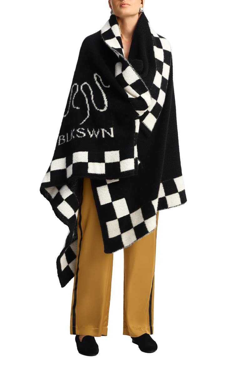 Checkerboard Cotton Throw Rug, Alternate, color, Black & White