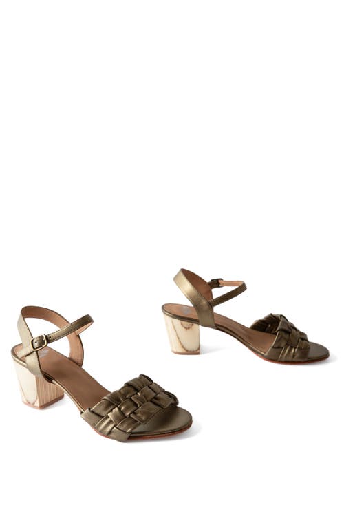 Fortress Lilah Heeled Woven Sandal In Gold