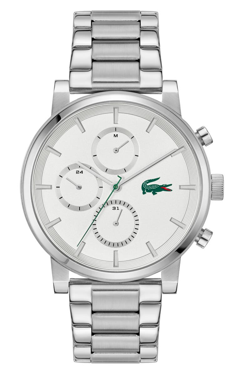 Lacoste Replay Chronograph Bracelet Watch, 44mm, Main, color, Silver