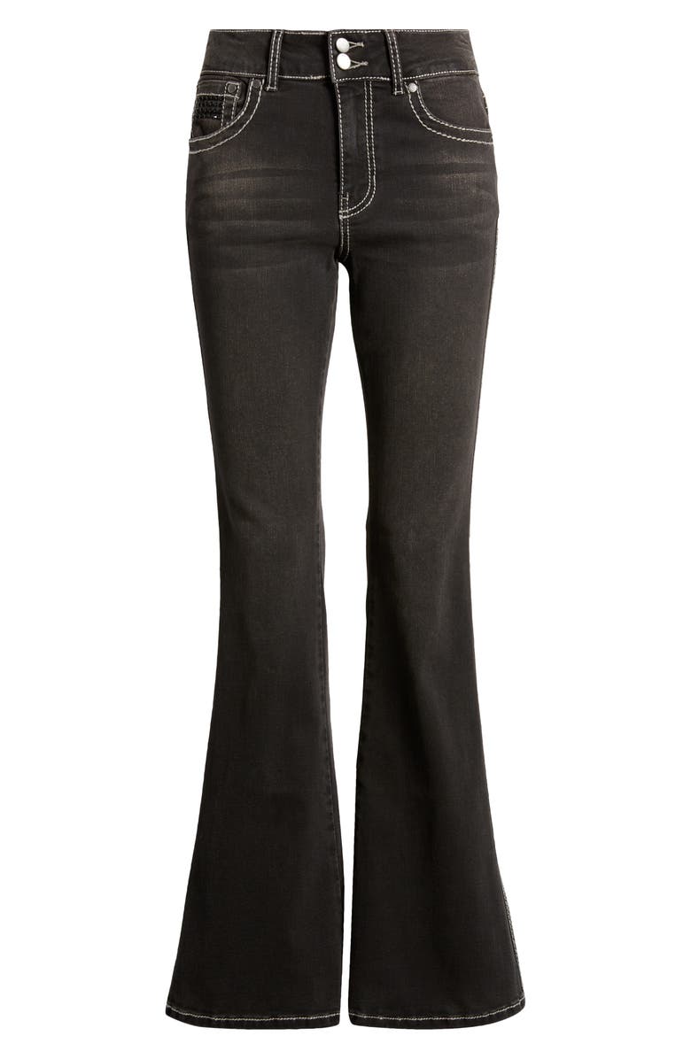 PTCL Shinny Rhinestone Detail Wide Leg Jeans, Alternate, color, 