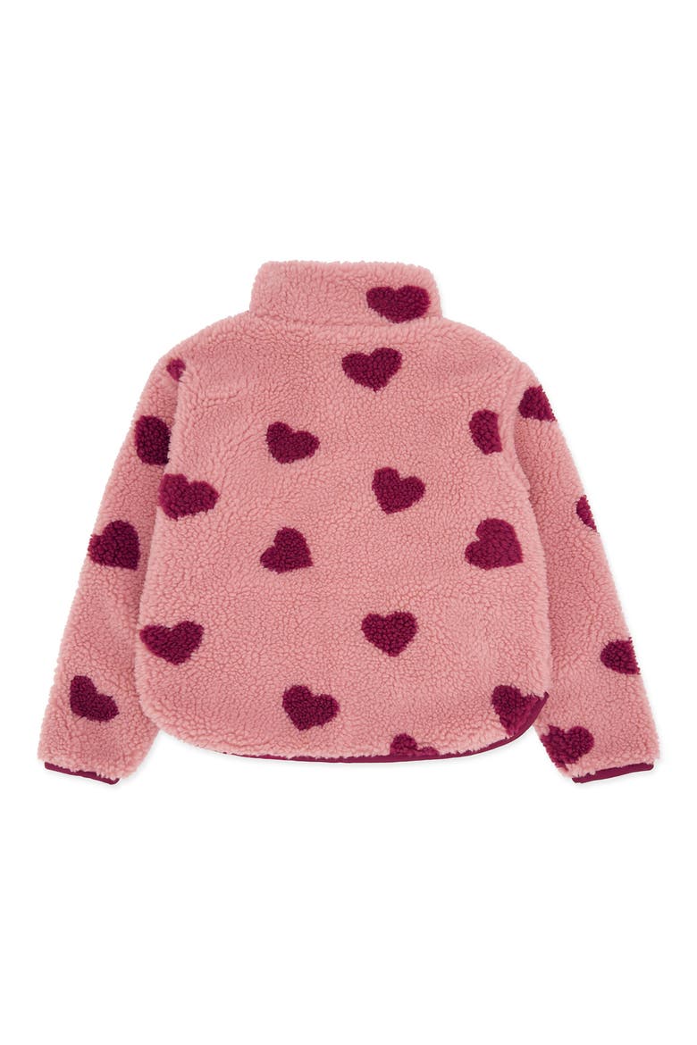 Parker Heart Print Fleece Jacket, Alternate, color, SADDLE