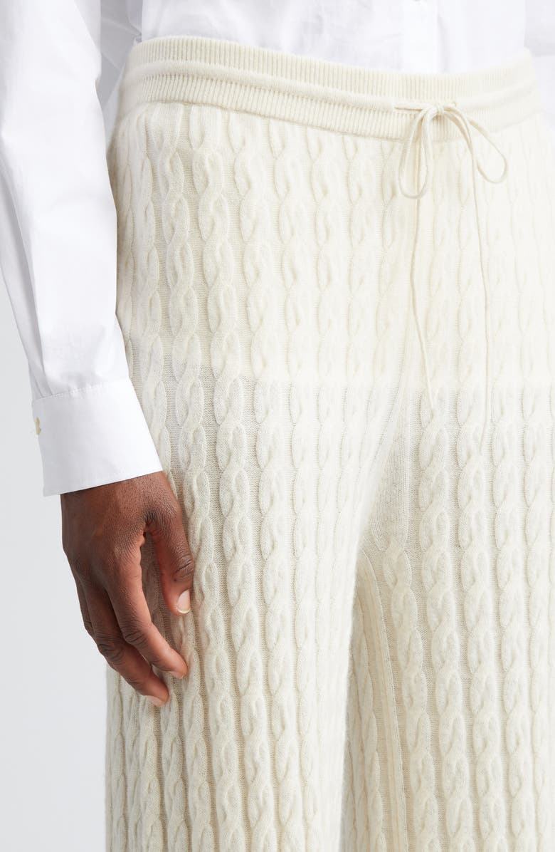 TOTEME Cable Knit Wide Leg Wool & Cashmere Pants, Alternate, color, 