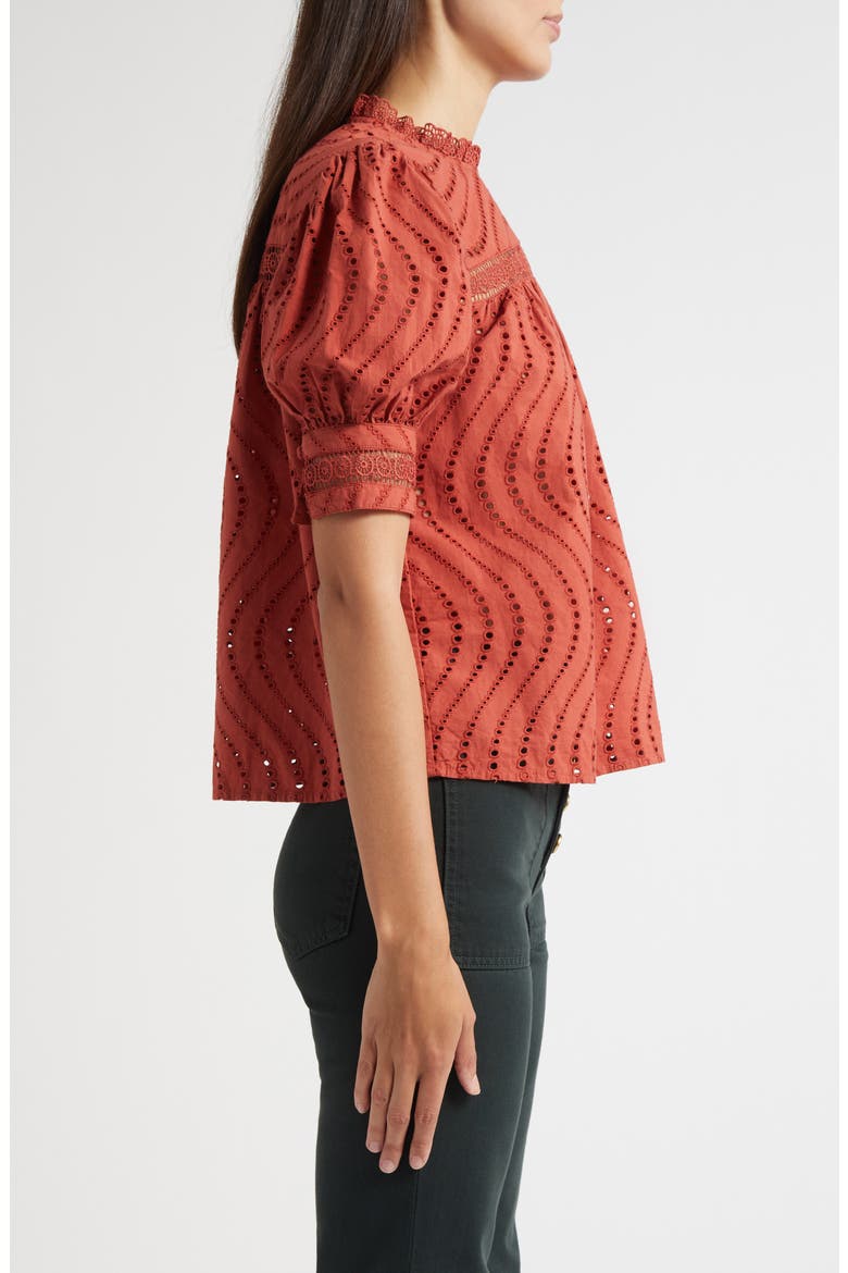 Virginia Lace Collar Puff Sleeve Top, Alternate, color, CLARET