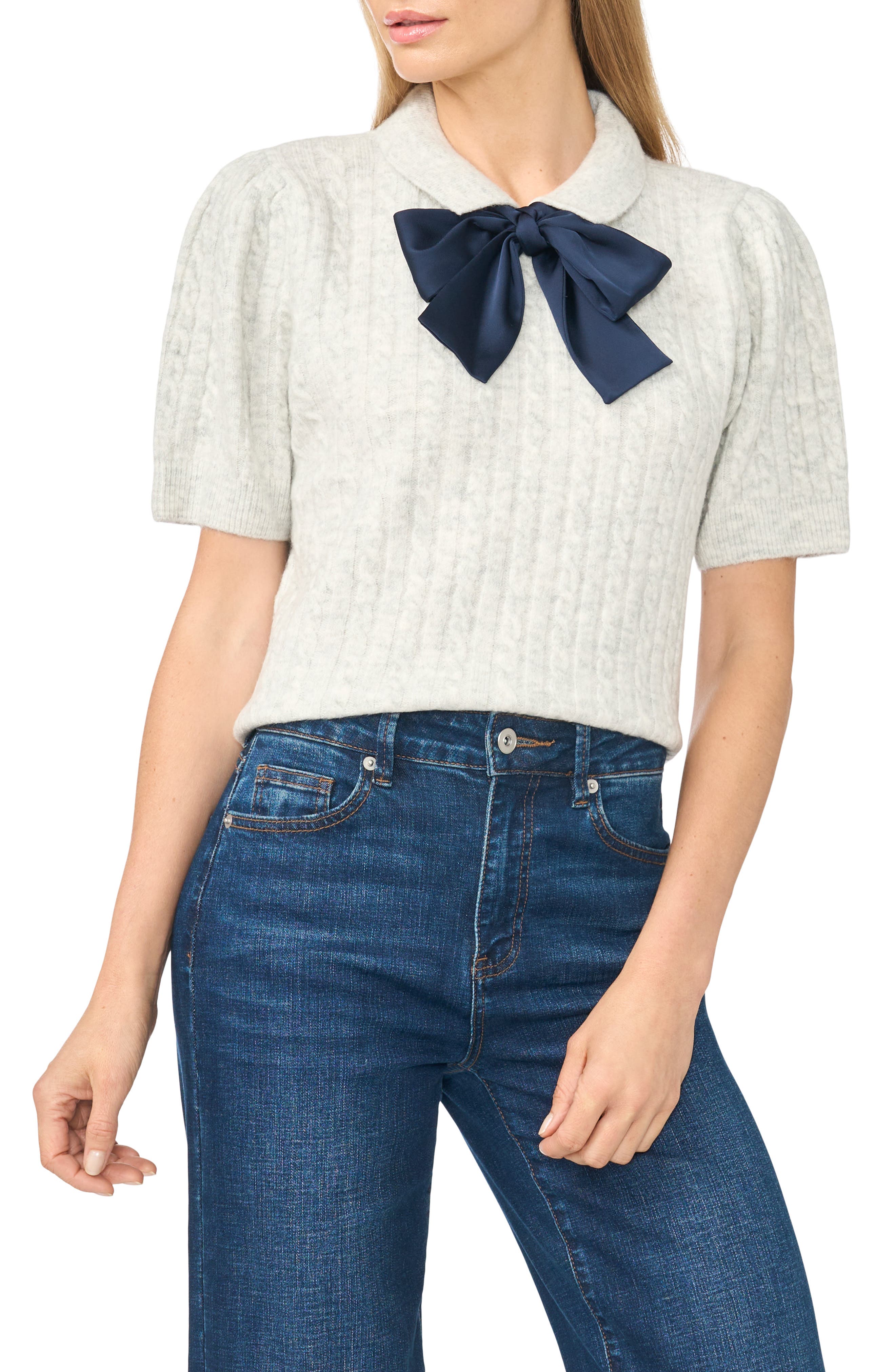 Bow Detail Cable Knit Sweater