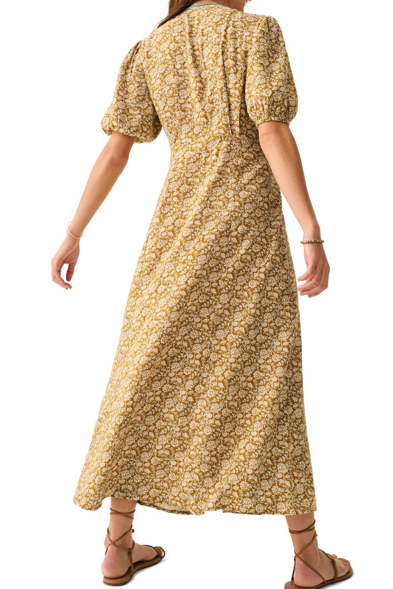 Havana Floral Linen Blend Maxi Dress, Alternate, color, GOLDEN THEODORA FLORAL