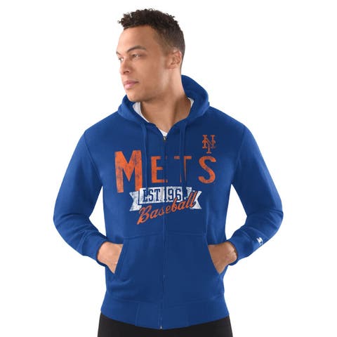 Men's Starter  Royal New York Mets Classic Distressed Full-Zip Hoodie
