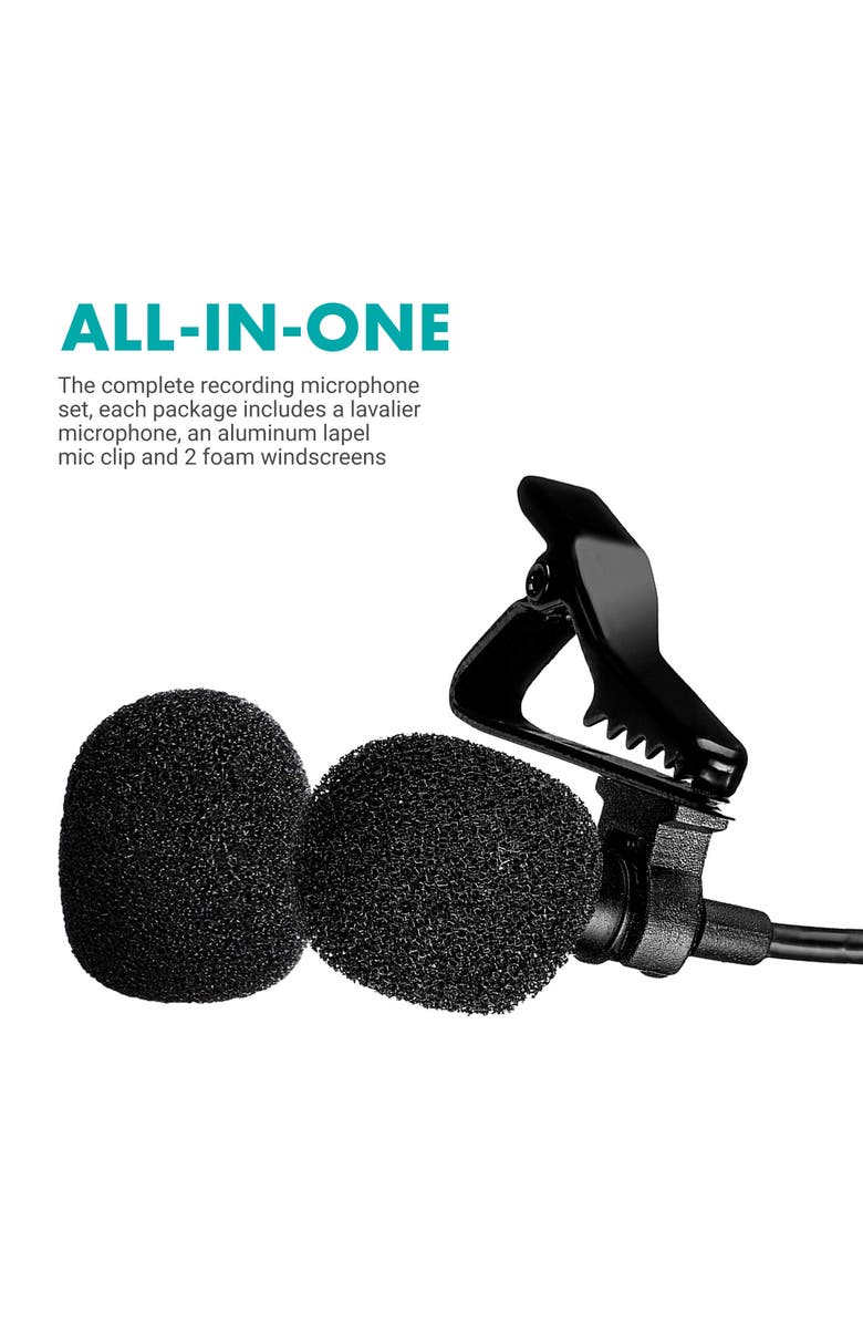 MOVO M1 USB Lavalier Lapel Clip-on Omnidirectional Condenser Computer Microphone for PC and Mac, Alternate, color, Black