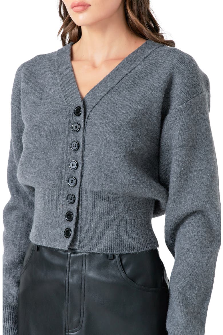 Drop Shoulder Crop Cardigan, Alternate, color, CHARCOAL