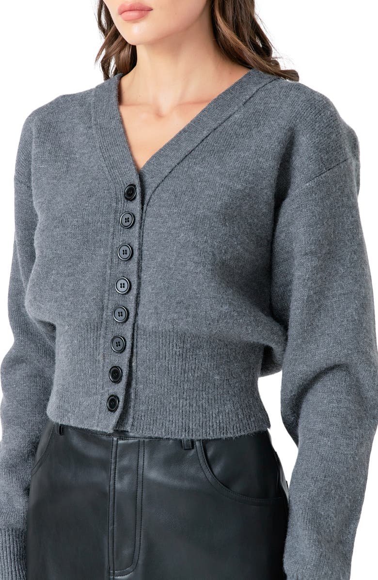 Grey Lab Drop Shoulder Crop Cardigan, Alternate, color, 