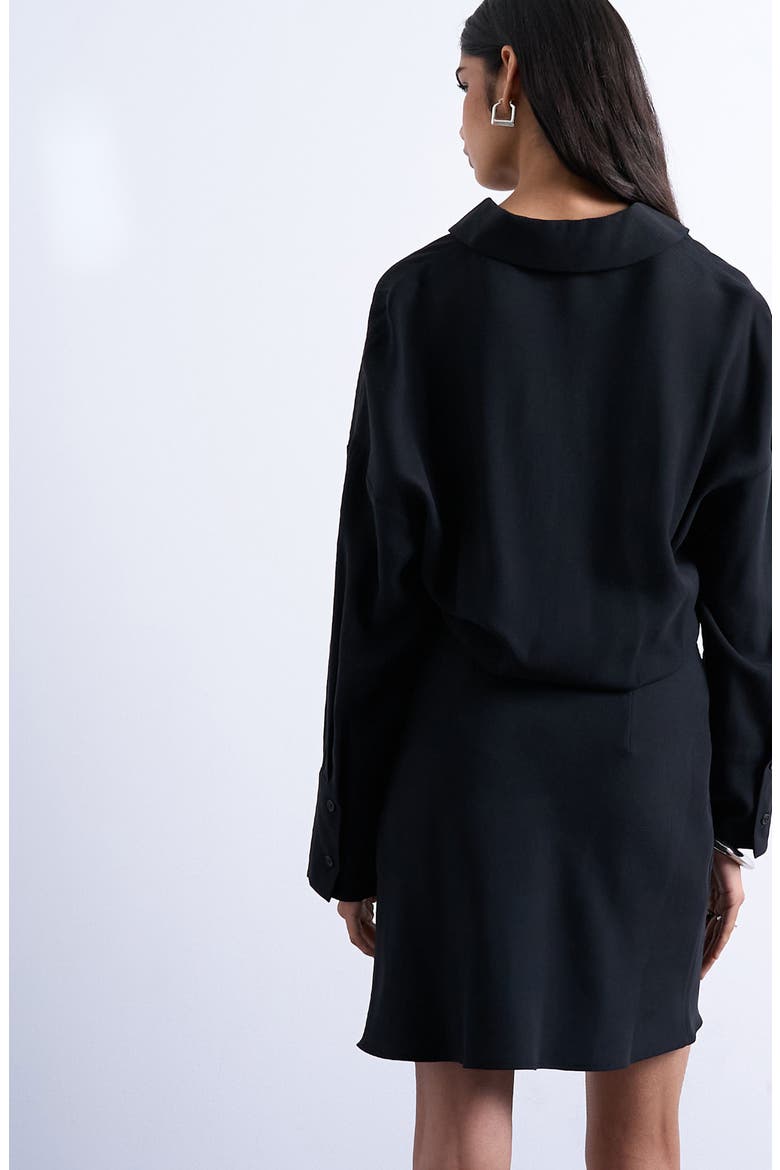 Micro Mini Long Sleeve Shirtdress, Alternate, color, BLACK