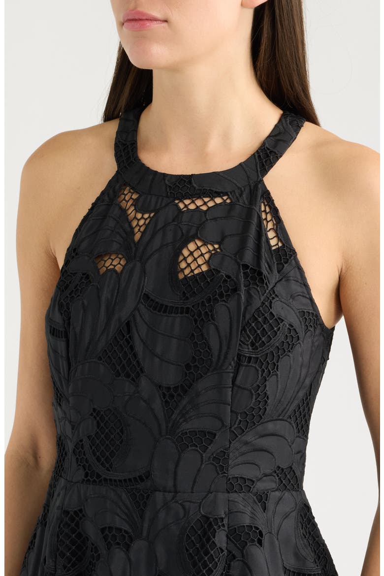 Denise Floral Openwork Halter Neck Midi Dress, Alternate, color, NOIR SWAY WITH ME
