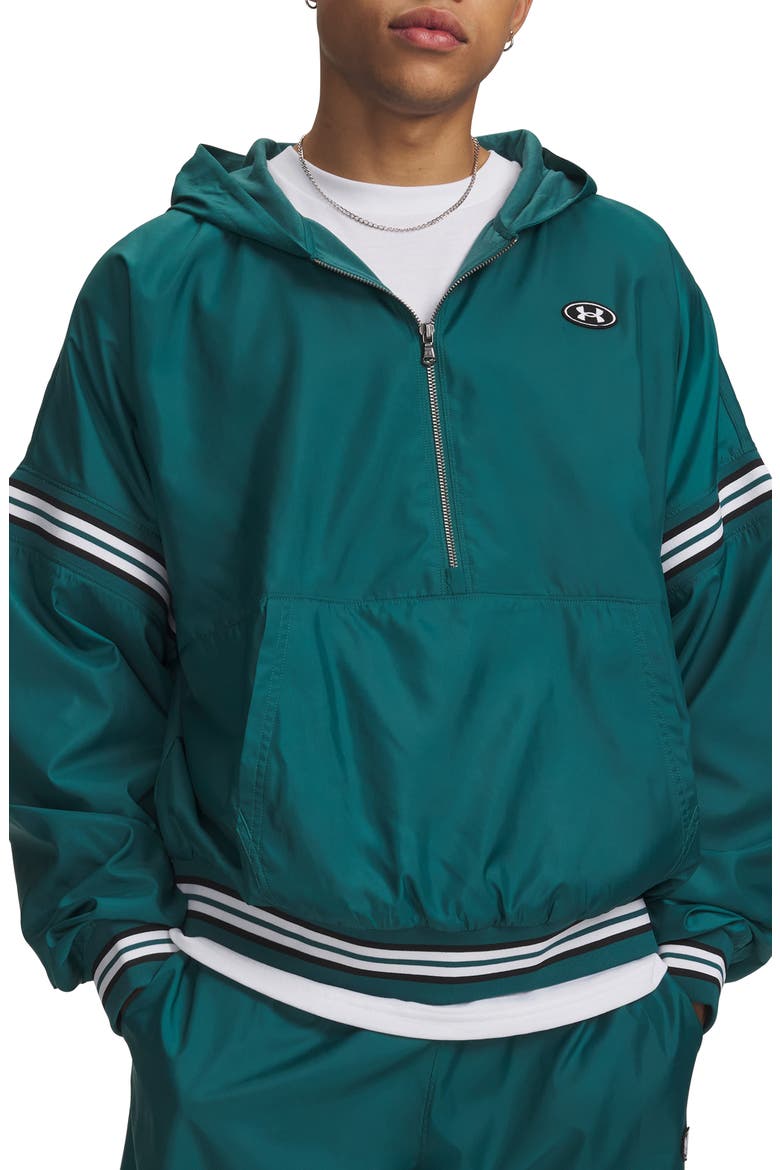 UA Icon Oversize Water Repellent Half Zip Hoodie, Main, color, RACK GREEN