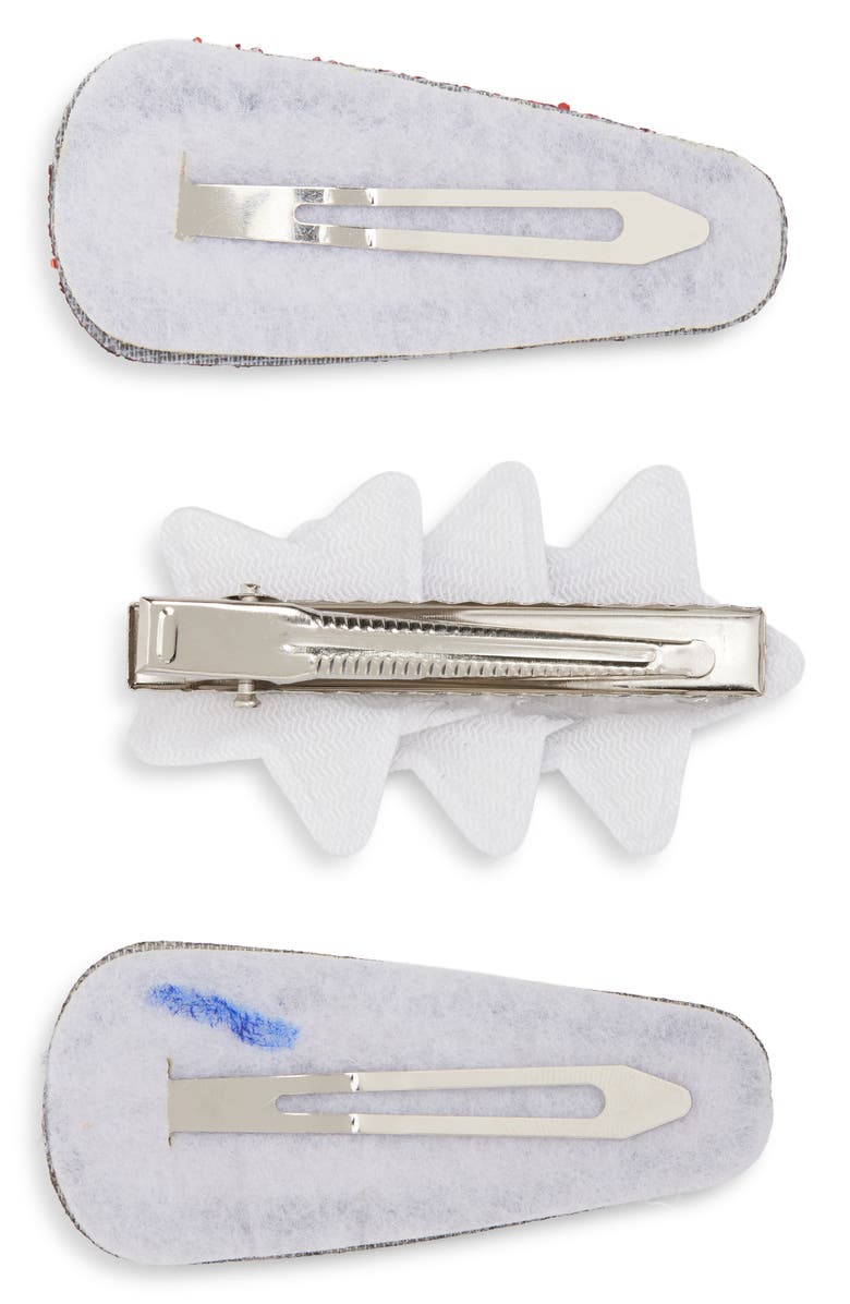 Cara Kids' 3-Pack Assorted Stars & Stripes Hair Clips Set, Alternate, color, Blue / Red Glitter