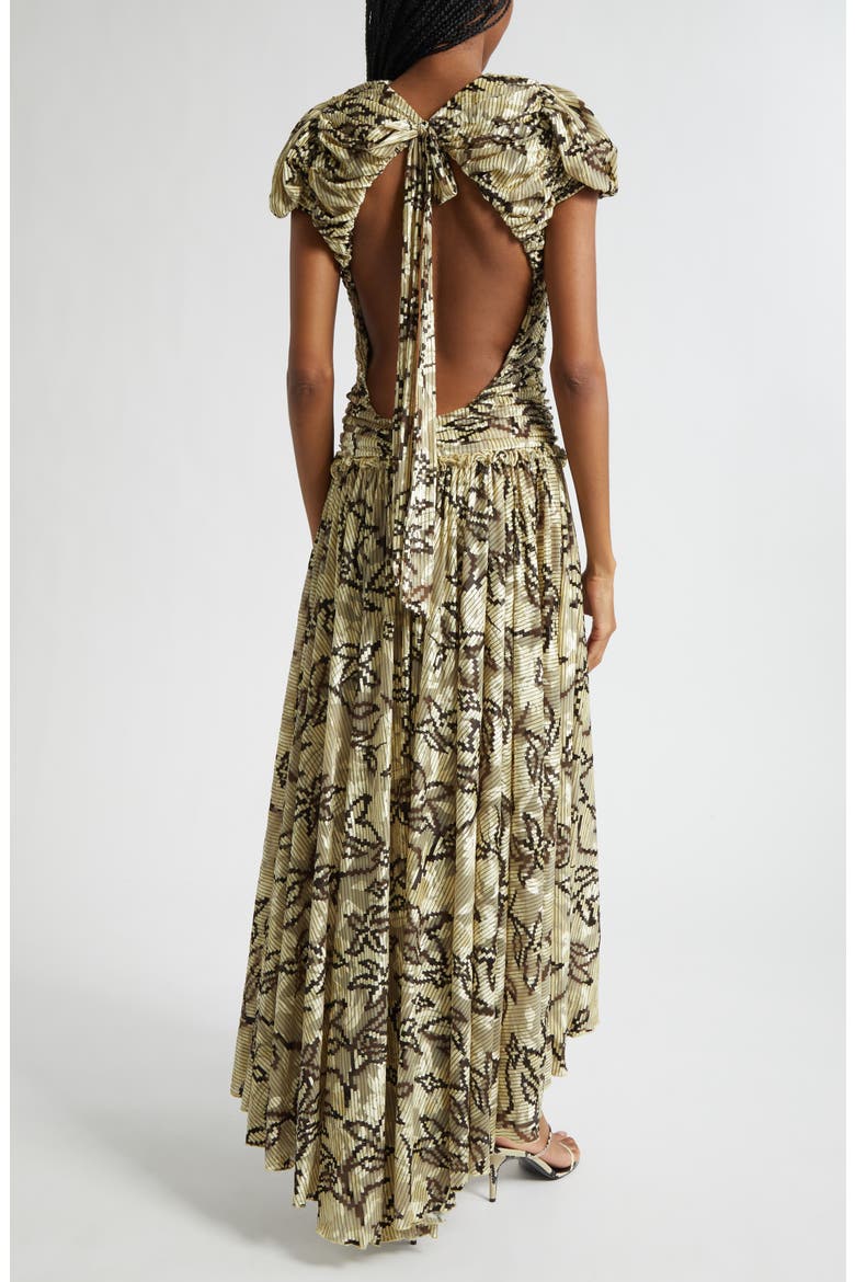 Adeline Floral Open Back Maxi Dress, Alternate, color, ECRU/ BROWN